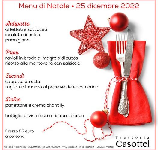 Trattoria Casottel menu di Natale